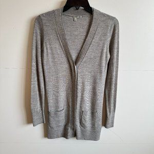Halogen Merino Long Cardigan Sweater in Light Grew
